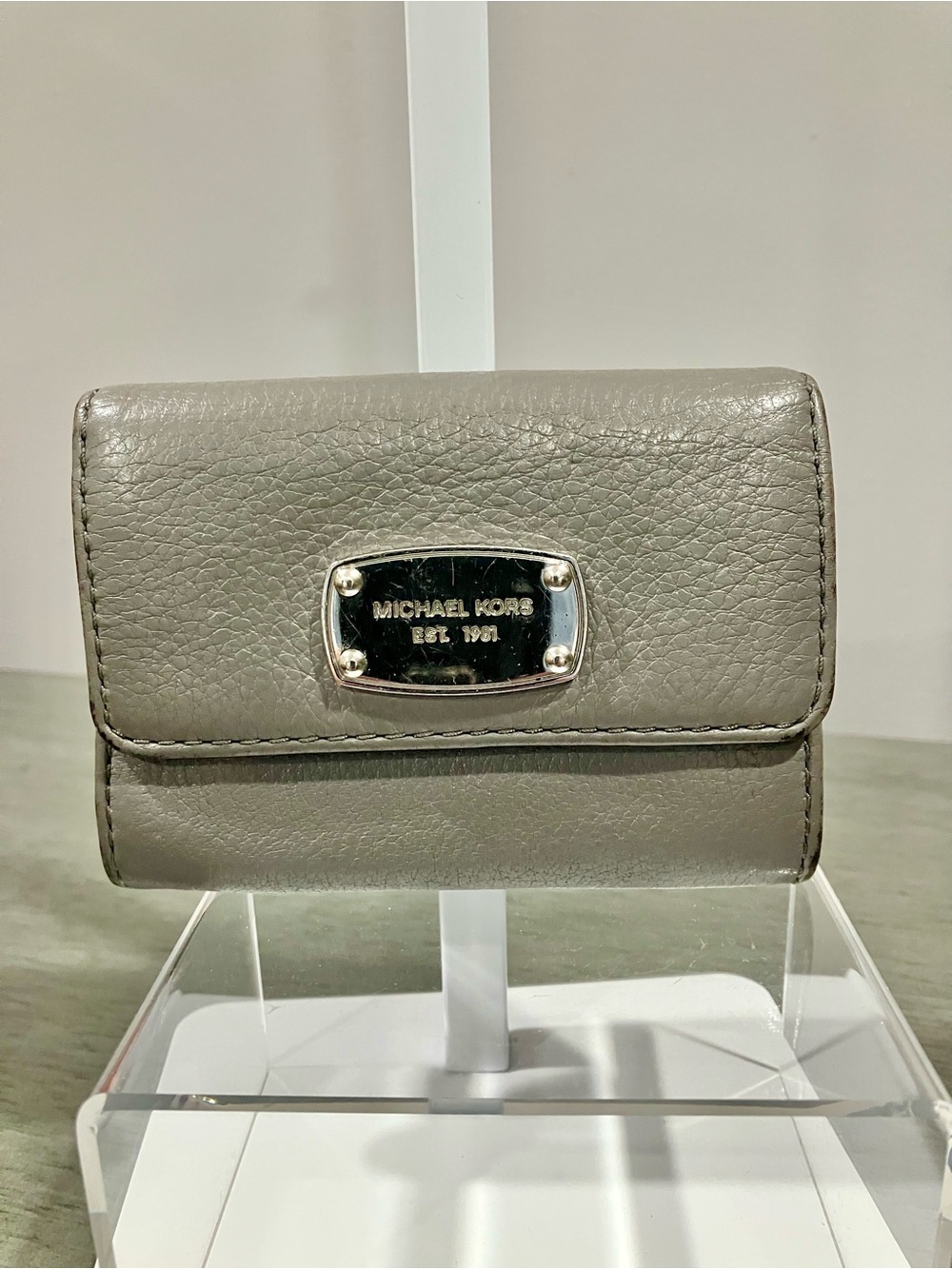 Michael Kors Gray Leather Compact Wallet